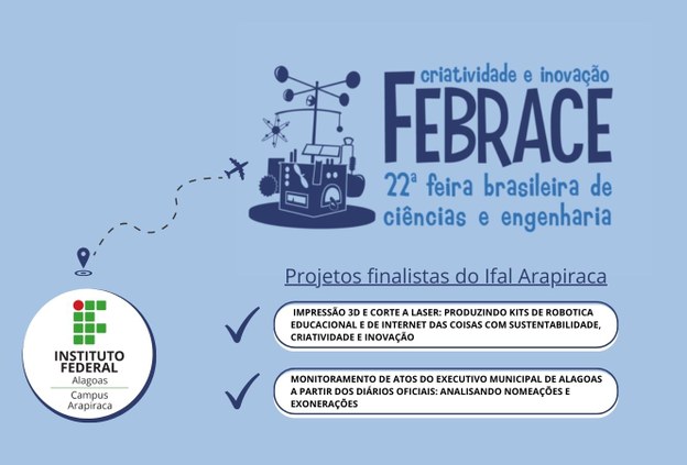 Dois projetos do Ifal Arapiraca estão entre os cinco finalistas de Alagoas para a Febrace 2024 e irão participar da mostra em SP