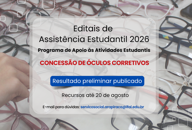 Resultado preliminar de óculos corretivo