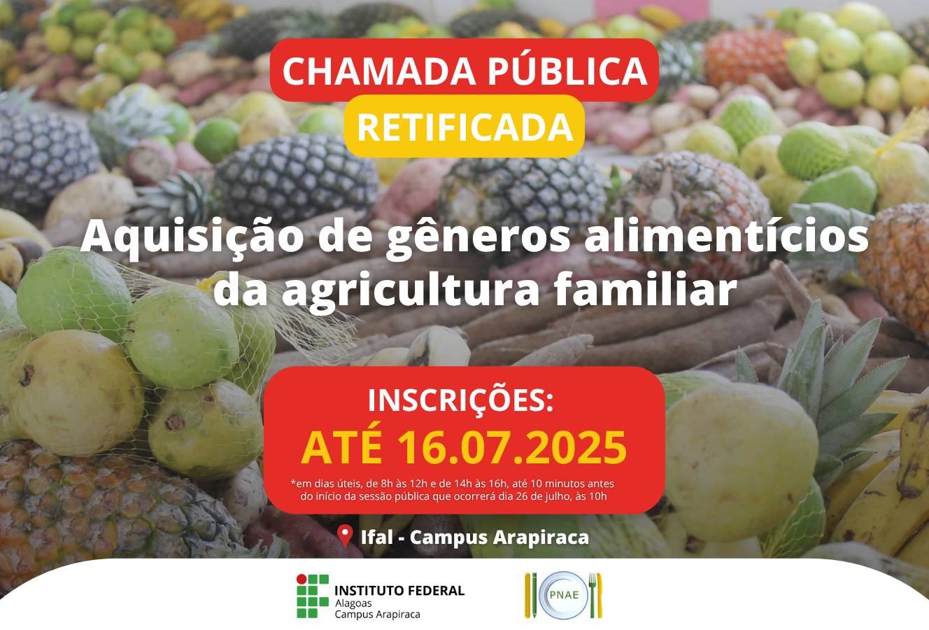 Chamada Pública para aquisição de alimentos