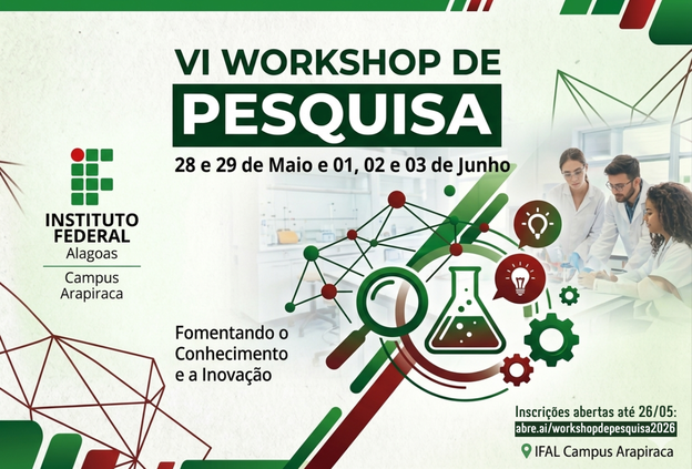 Workshop de Pesquisa do Ifal Arapiraca oferta 92 atividades e até 35 horas de certificação; inscreva-se!