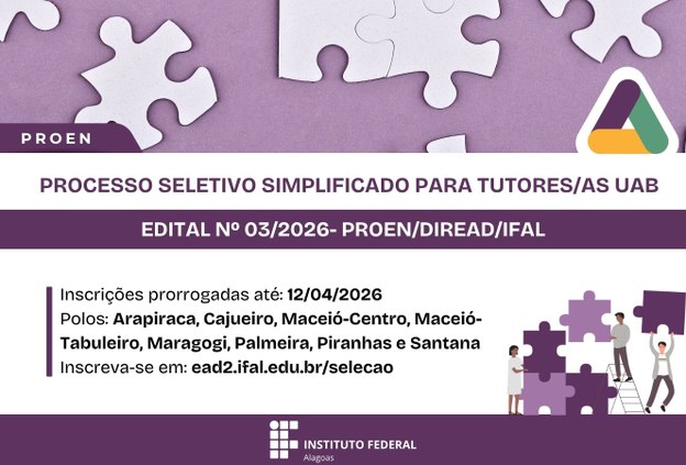 Ifal amplia prazo de inscrições para seleção de tutores da UAB