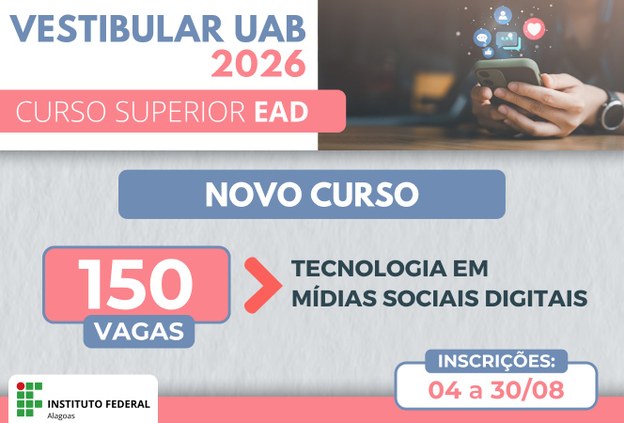 Ifal oferta 150 vagas para graduação a distância em Mídias Sociais Digitais