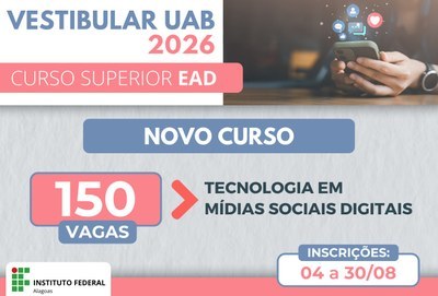 Ifal oferta 150 vagas para graduação a distância em Mídias Sociais Digitais
