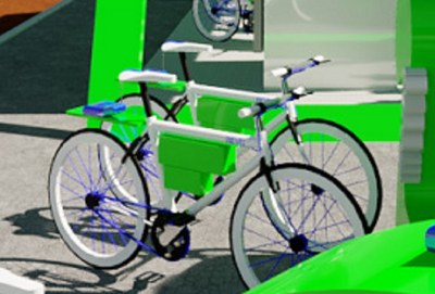 Projeto 3D de uma estação de aluguel e recarga de bikes (2Moove), usando energia foto voltaica
