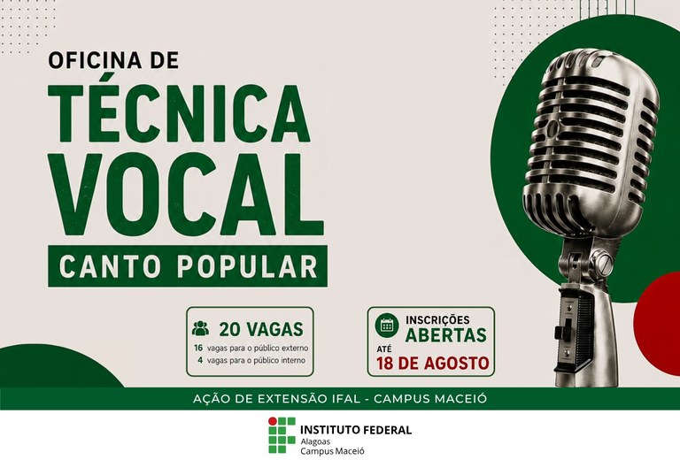 Ifal Maceió abre inscrições para Oficina de Canto Popular