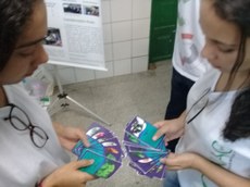 Estudantes apresentam jogo sobre plantas medicinais.