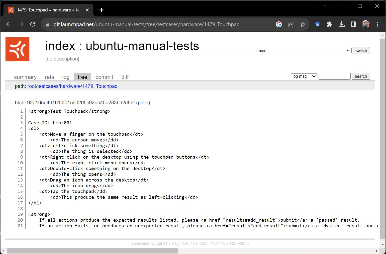 Exemplo de roteiro manual de testes do Sistema Operacional Ubuntu, analisado pela ferramenta