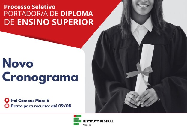Seleção para portador de diploma tem cronograma retificado