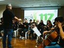 A programação cultural do aniversário contou com um pequeno concerto didático da Camerata Jovem do projeto Artifal, sob regência do maestro Almir Medeiros.