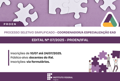 Edital seleciona coordenador da Especialização em Educação a Distância