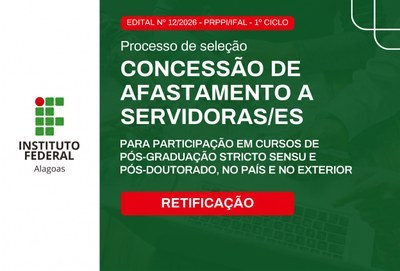 PRPPI retifica edital para concessão de afastamento a servidores