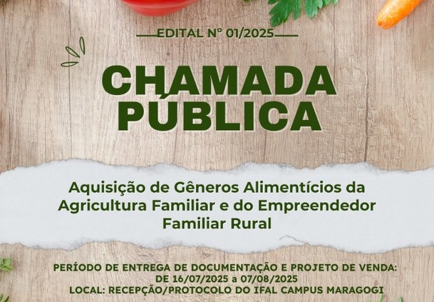 Ifal Maragogi lança chamada pública para aquisição de alimentos