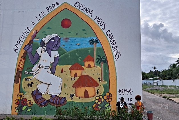 Mural homenageia  a líder quilombola Dandara do Palmares