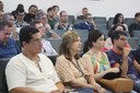 Servidores participam da apresentação do plano do Encontro Pedagógico, no auditório da unidade.JPG