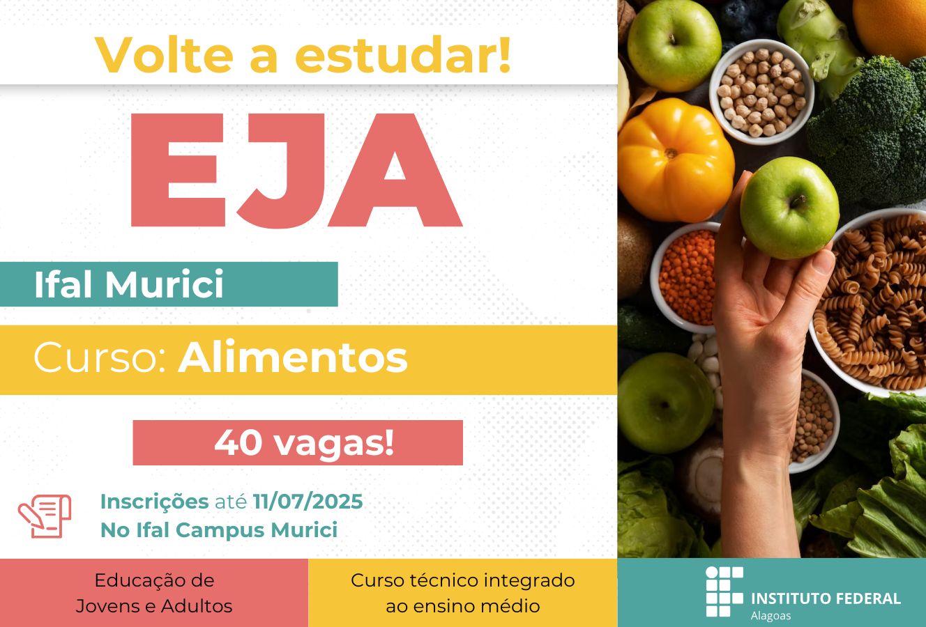 Inscrições abertas para o curso técnico em Alimentos do Campus Murici