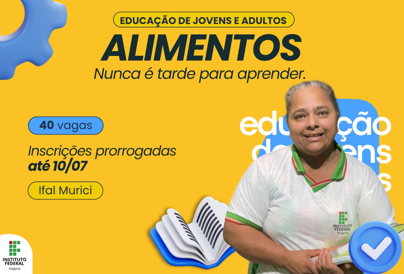 Campus Murici oferta vagas em curso de Alimentos/EJA