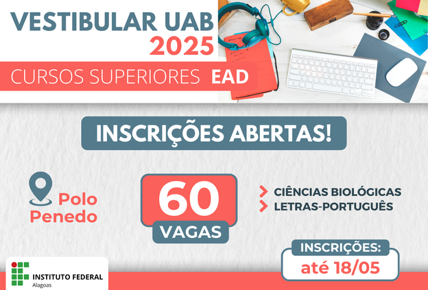 Graduação EaD: abertas inscrições para Letras e Ciências Biológicas no Ifal Penedo