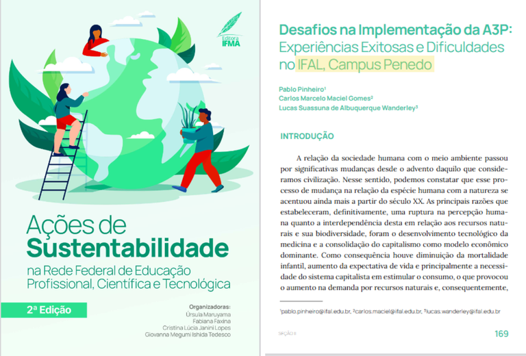 CAPA DO LIVRO E ARTIGO PUBLICADO PELO IFAL PENEDO