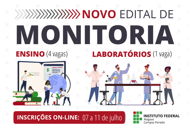 Programa de Monitoria publica novo edital de seleção para preencher vagas remanescentes
