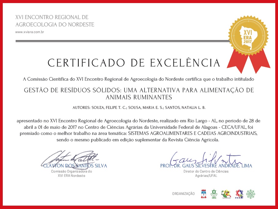 Projeto de extensão recebe certificado de excelência em evento.