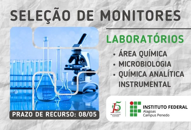 Publicado resultado preliminar da prova escrita para monitoria de laboratórios