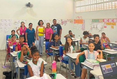 Primeira equipe que atuou no projeto em 2023, na Escola Municipal Uilson Ferreira Costa.
