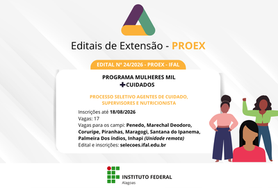 Ifal seleciona colaboradores para atuar no Programa Mulheres Mil + Cuidados