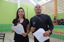 Docentes Lia Figuerêdo e Humberto Soares atuaram como mestres de cerimônia na abertura dos jogos
