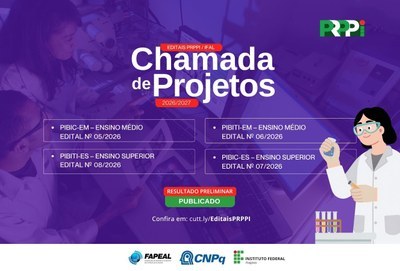 PRPPI divulga resultados preliminares de editais de seleção de projetos de pesquisa e inovação
