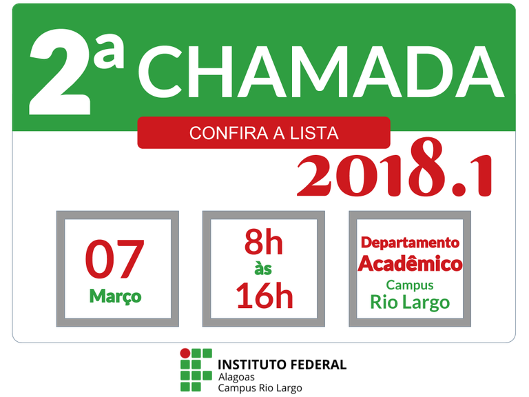 2º chamada 2018-1 Campus Rio Largo