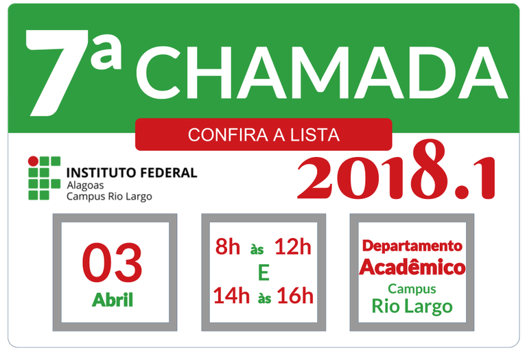 7º chamada 2018.1 - Campus Rio Largo