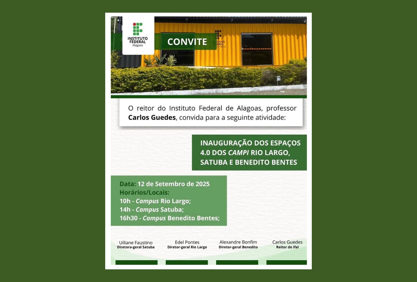 Evento contará com reitor Carlos Guedes, pró-reitores  e diretores de unidades do Ifal.jpg