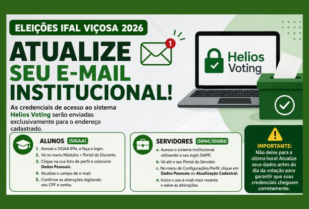 Eleições para Diretor(a)-Geral do Ifal Campus Viçosa: comunidade acadêmica deve atualizar e-mail institucional