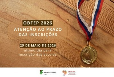 Dia 25 de maio, segunda-feira, termina o prazo para a inscrição na OBFEP 2026