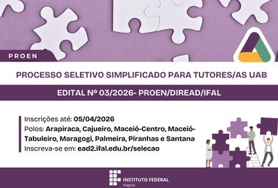 Ifal seleciona tutores para cursos superiores a distância e semipresencial