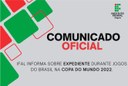 Comunicado sobre expediente durante jogos do Brasil na Copa