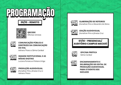 Oficina será realizada nos dias 6 e 7 de outubro