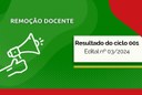 Resultado do ciclo 001, remoção de docentes