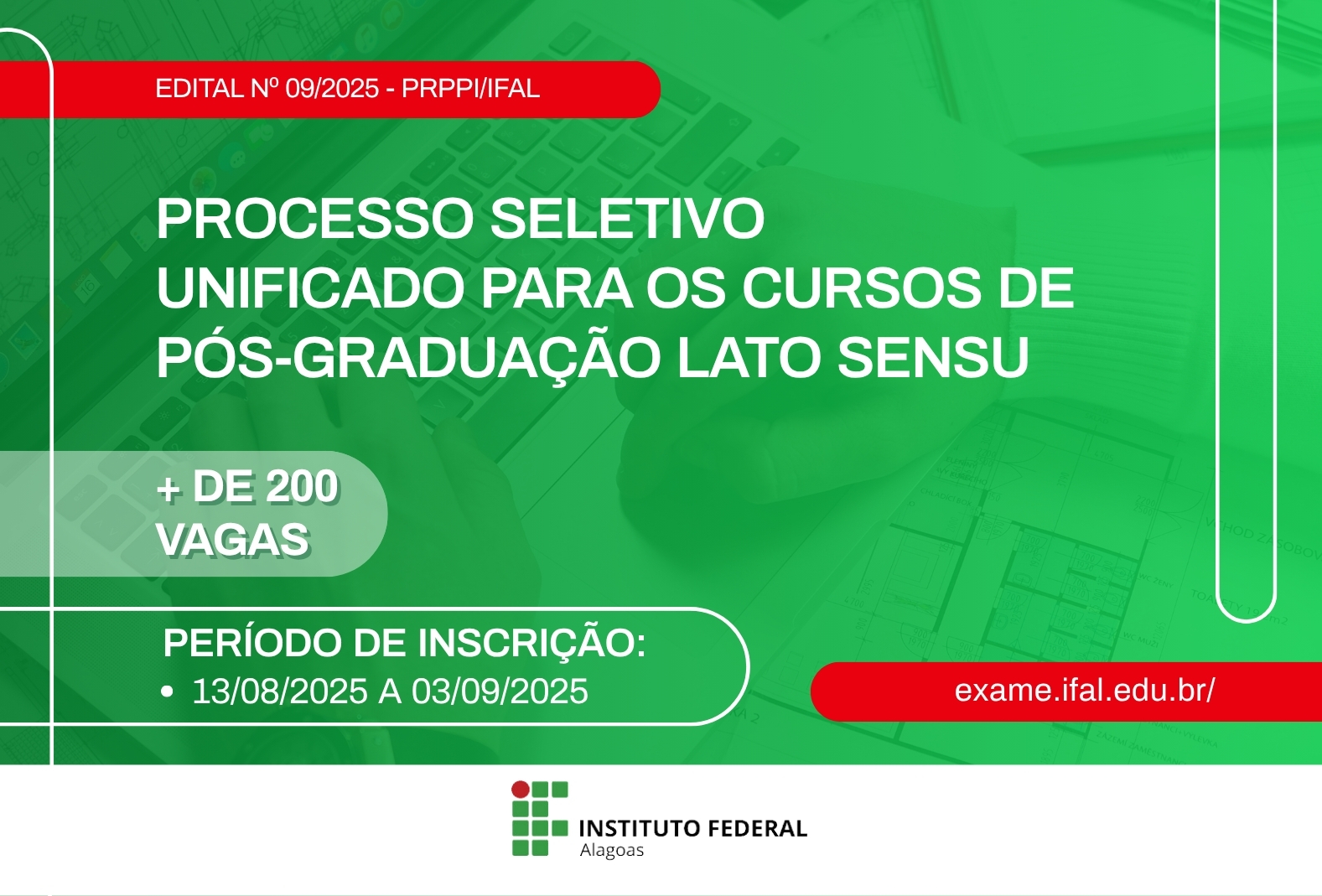 Edital do Ifal oferta 285 vagas para especializações