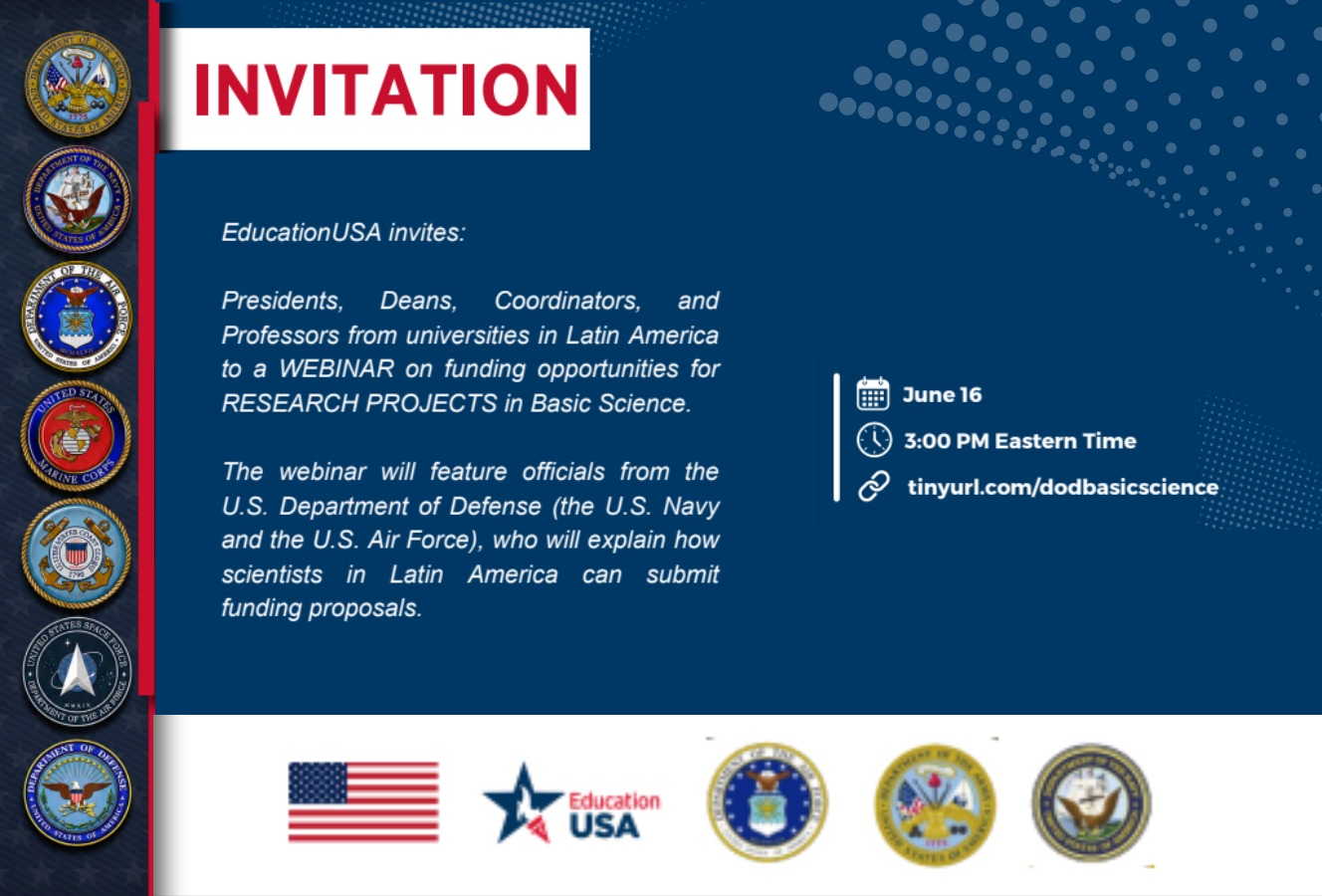 EducationUSA promove webinar educativo com representantes do Departamento de Defesa dos Estados Unidos