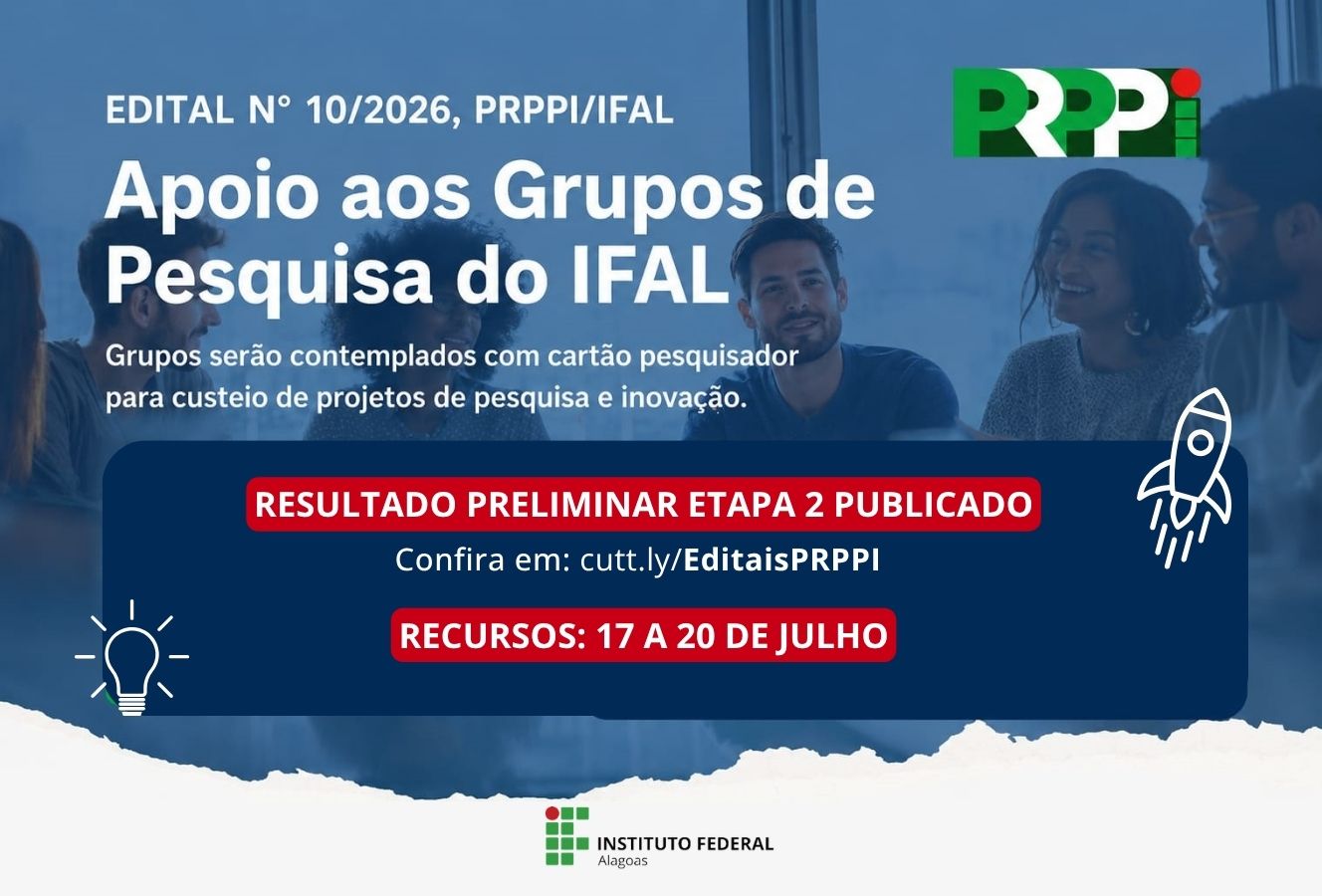 PRPPI publica resultado preliminar de auxílio financeiro para grupos de pesquisa e inovação