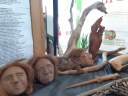 Figuras em côco e madeira esculpidas por Pedrocas.