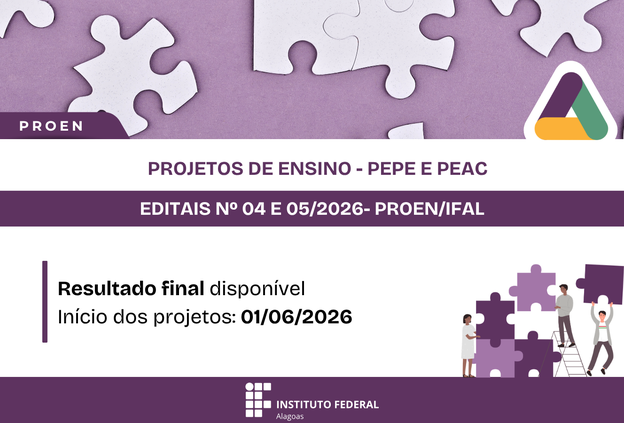Ifal divulga resultado final de seleção de projetos de ensino
