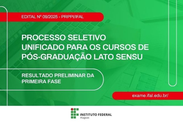 Ifal divulga resultado preliminar da primeira fase do edital de especializações