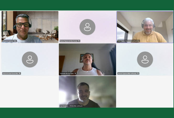 Reunião contou com servidores do Ifal, Fernando Corado, Iran Gonzaga, Anderson Maia e Antonio Cajueiro, e do IFRN, Augusto Medeiros, Reiniere Correia, Fernando Lopes e Inácio Silva.png