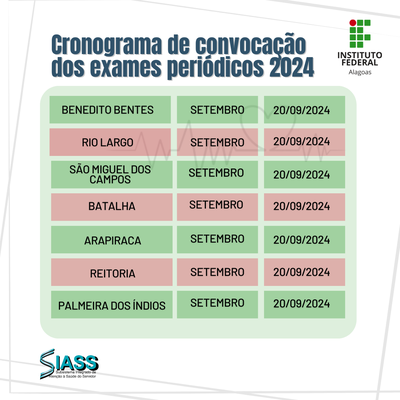 Convocações do mês de setembro