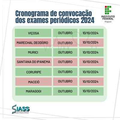 Convocações do mês de outubro