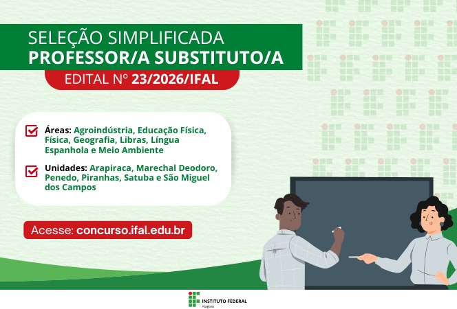 Ifal inicia processo seletivo para professores substitutos