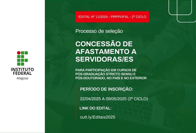 Ifal inicia 2º ciclo para edital de concessão de afastamentos para servidores