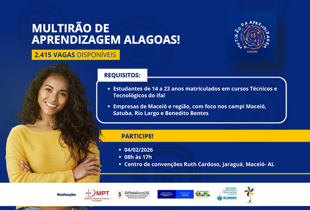 Ifal participa de Mutirão da Aprendizagem Profissional: são 2.415 vagas ofertadas por 40 empresas